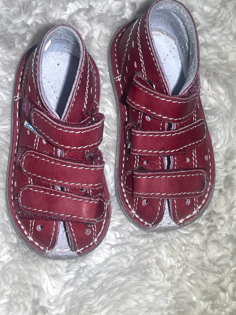 Kids Red Leather Velcro Sandals size 20